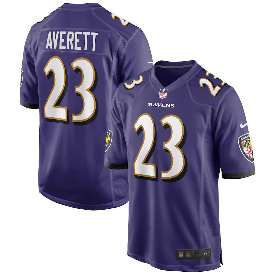 Men Baltimore Ravens #23 Anthony Averett Nike Purple Game NFL Jersey